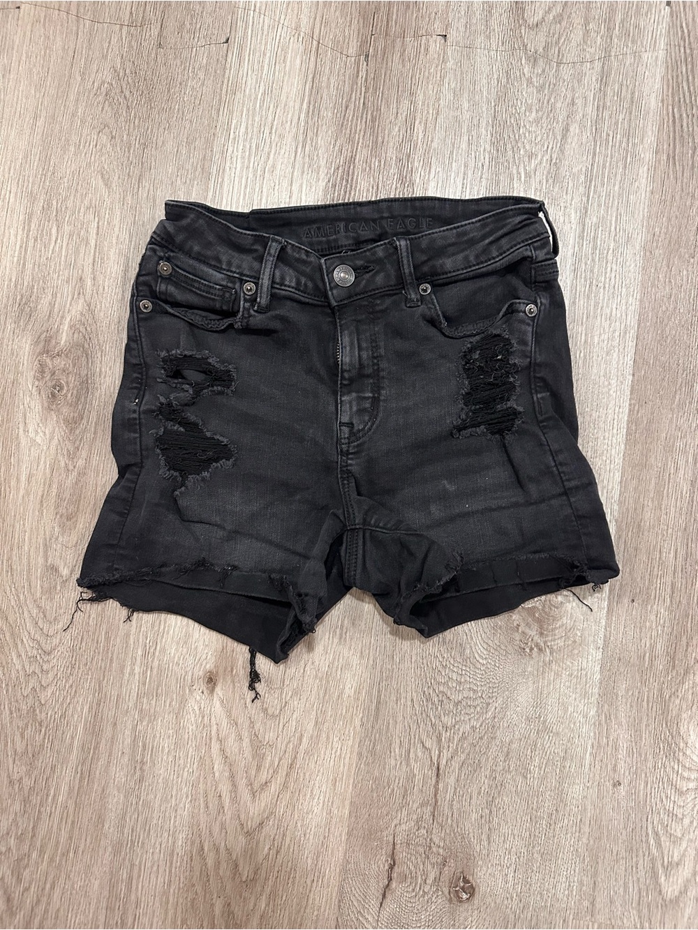 American Eagle Outfitters Black Distressed Denim Cutoff Shorts